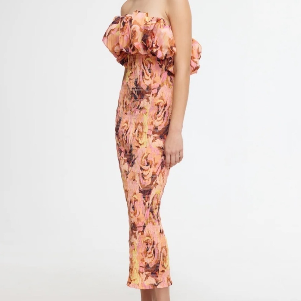 Acler- Nwt Multicolored Strapless Gallagher Midi Dress